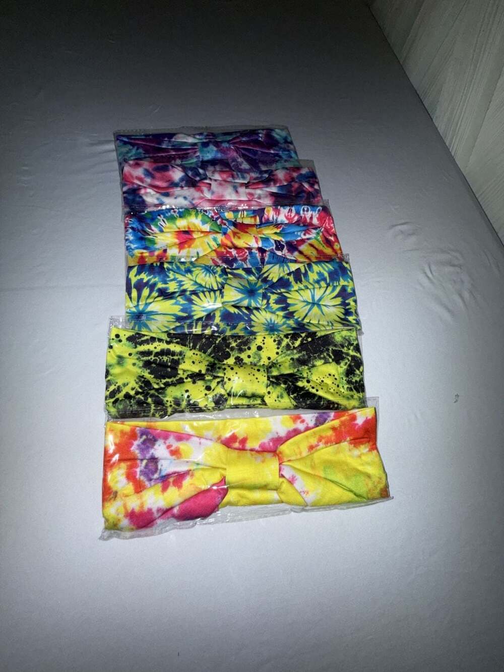 Set of 6 Tie-Dye Knotted Stretchy Wide Headbands for Women (b5-2)